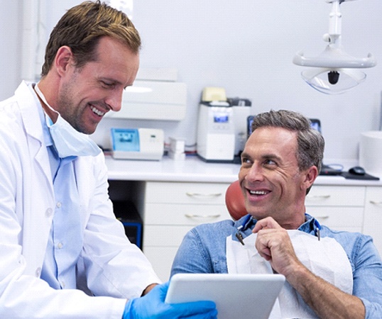 Man at the dentist for a dental crown in Mesquite