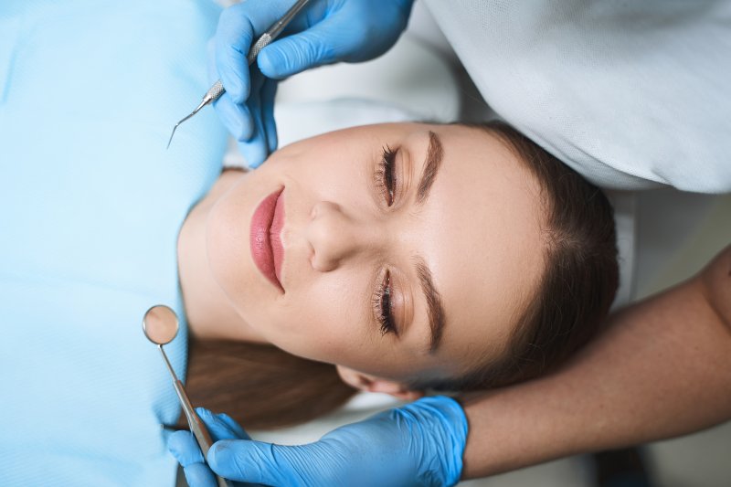 Woman relaxed at dentist